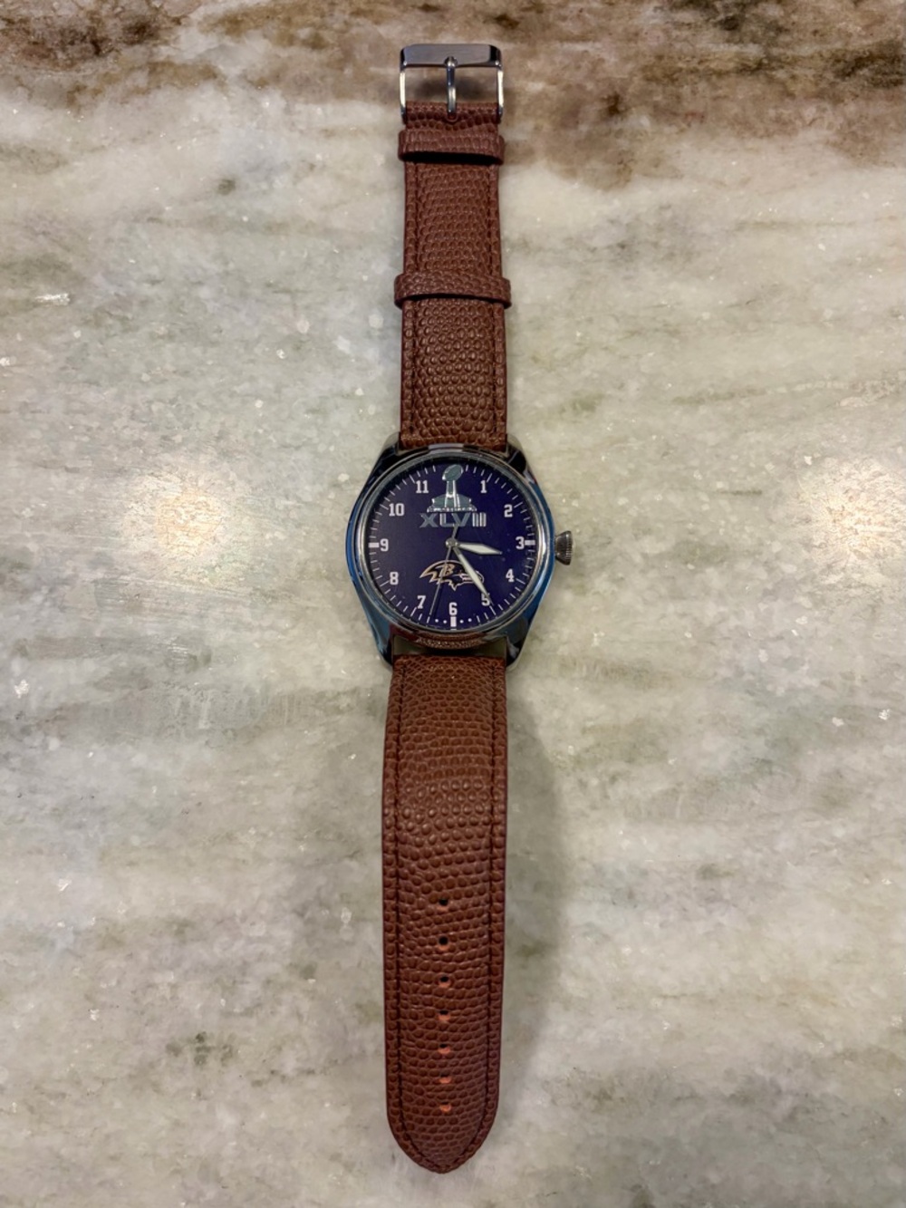 Baltimore Ravens Super Bowl XLVII Commemorative Men's Watch - Brown Strap